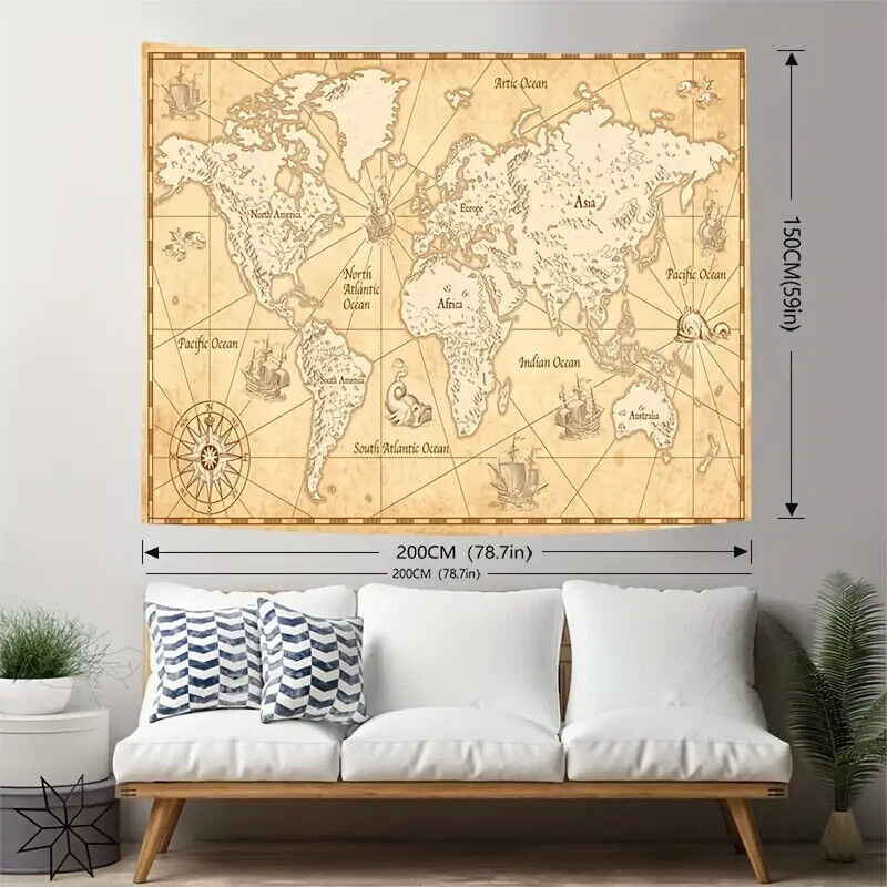 World Map Retro Style Ancient Fabric Tapestry 78.7" x 59" NEW! Home & Garden:Home Décor:Tapestries Cozy Home Treasures